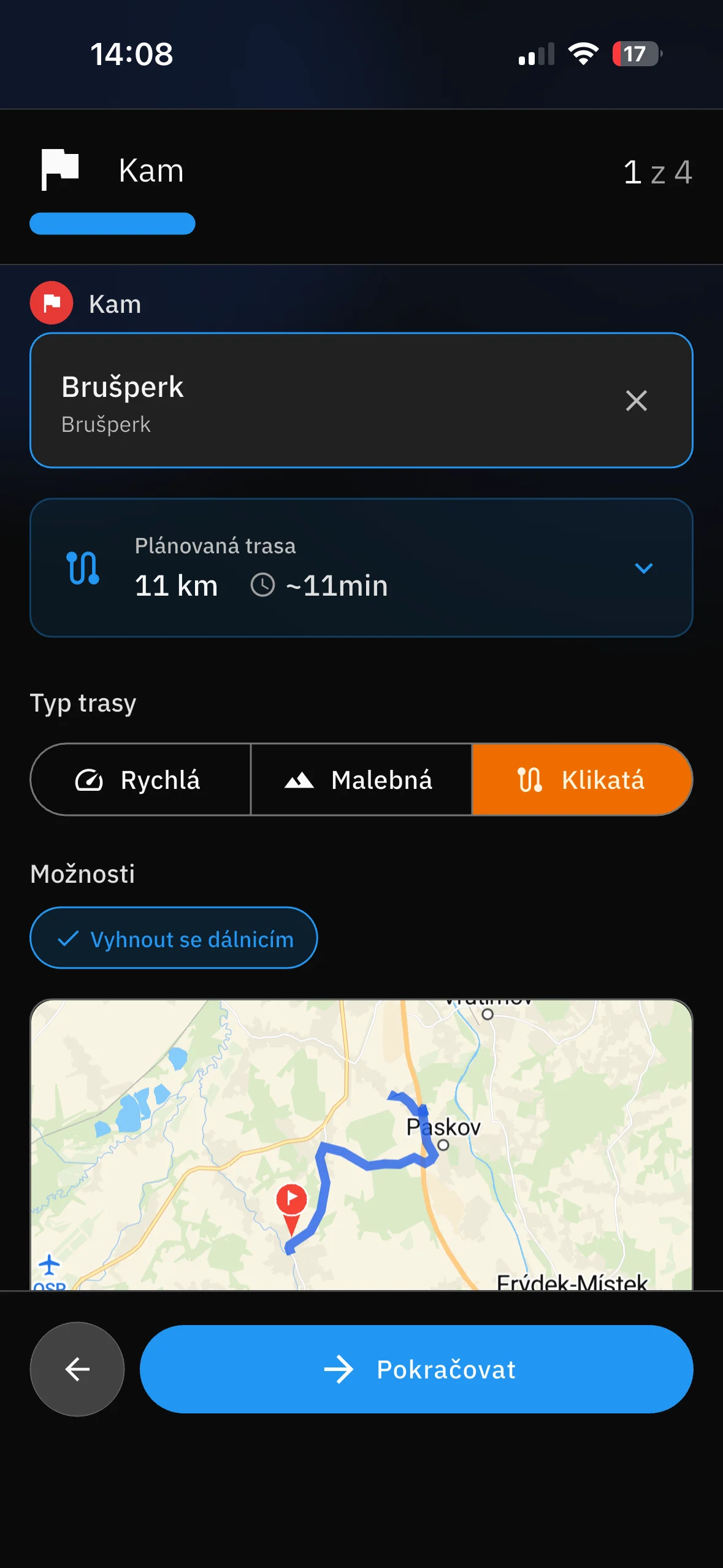Plánování tras pro motorky