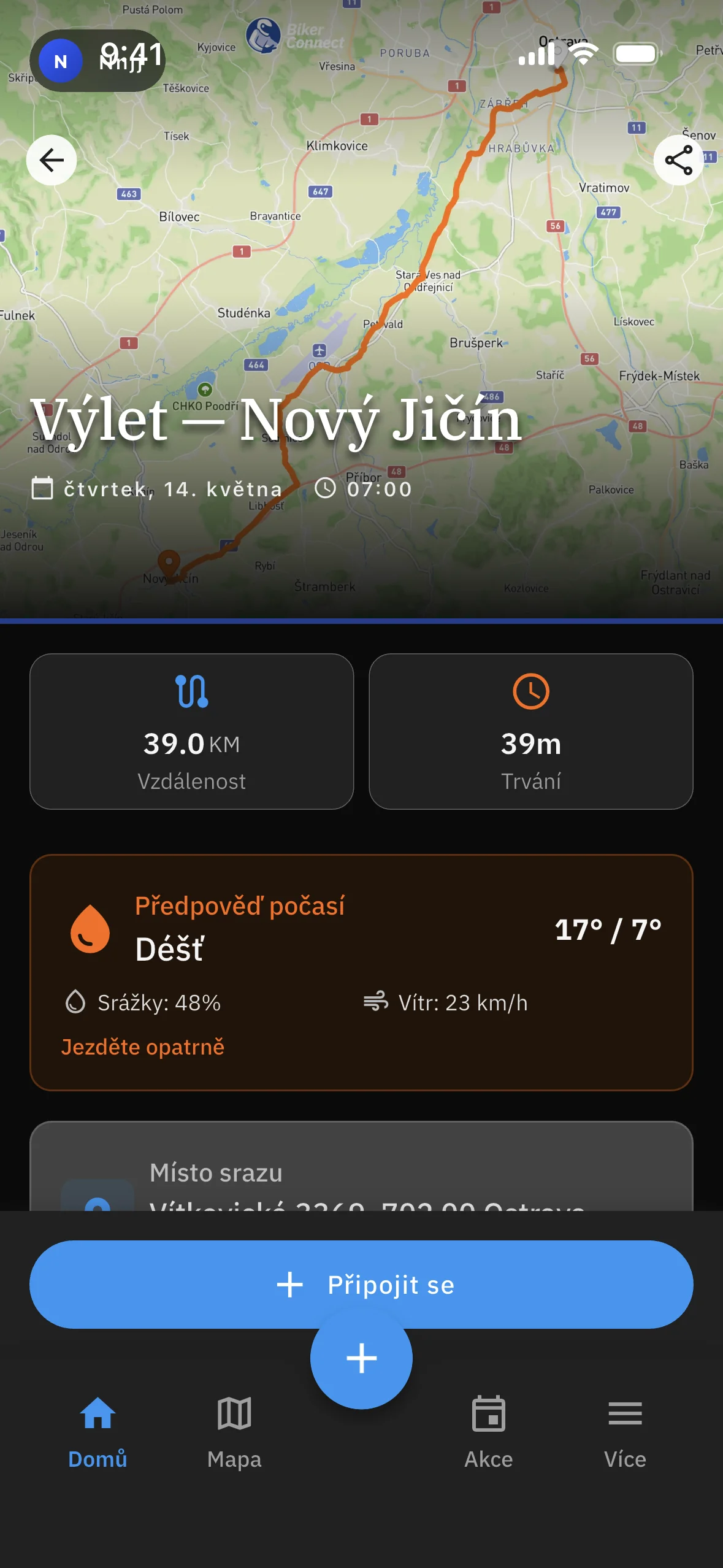 Počasí na trase